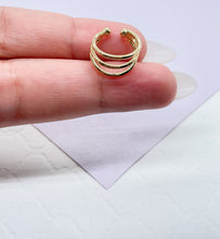 Load image into Gallery viewer, 18k Gold Filled Plain 3 Row Earring Cuff