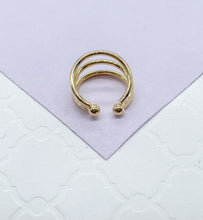 Load image into Gallery viewer, 18k Gold Filled Plain 3 Row Earring Cuff
