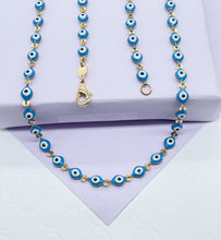 Load image into Gallery viewer, 18k Gold Filled Blue or Red Color Evil Eye Bracelet And Necklace