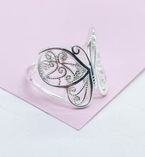 Load image into Gallery viewer, 925 Sterling Silver Large Engraved Butterfly Ring
