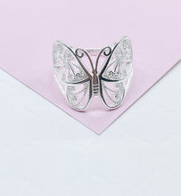 Load image into Gallery viewer, 925 Sterling Silver Large Engraved Butterfly Ring