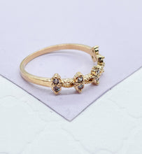 Load image into Gallery viewer, 18k Gold Filled Dainty Ring with Pattern CZ Stones