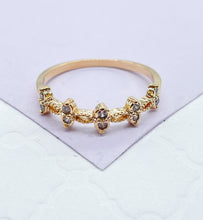 Load image into Gallery viewer, 18k Gold Filled Dainty Ring with Pattern CZ Stones