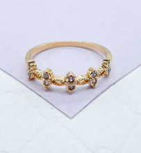 Load image into Gallery viewer, 18k Gold Filled Dainty Ring with Pattern CZ Stones