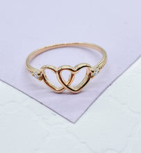 Load image into Gallery viewer, 18k Gold Filled Smooth Plain Double Heart Ring