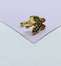 Load image into Gallery viewer, 18k Gold Filled Rainbow Themed Butterfly Earring Cuff
