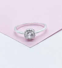Load image into Gallery viewer, 925 Silver Solitare Ring With Round CZ Stones
