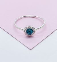 Load image into Gallery viewer, 925 Sterling Silver Plain Ring With Round Turquoise Stone