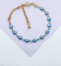 Load image into Gallery viewer, 18k Gold Filled Blue or Red Color Evil Eye Bracelet And Necklace