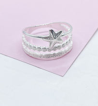 Load image into Gallery viewer, 925 Sterling Silver Beach Themed 3 Rows With Star Fish Ring