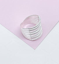 Load image into Gallery viewer, 9.25 Sterling Silver textured and smooth Multi Rowed Ring