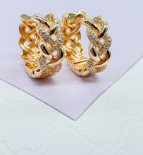 Load image into Gallery viewer, 18k Gold Filled Pave Beaded Huggie Earrings