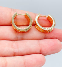 Load image into Gallery viewer, 18k Gold Filled Large White Pave Huggie Earrings