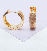 Load image into Gallery viewer, 18k Gold Filled Large White Pave Huggie Earrings