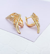 Load image into Gallery viewer, 18k Gold Filled Butterfly Earring With Zirconia Stones