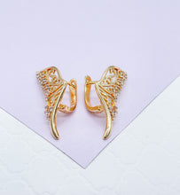 Load image into Gallery viewer, 18k Gold Filled Butterfly Earring With Zirconia Stones