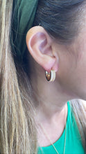 Load image into Gallery viewer, 18k Gold Filled Large White Pave Huggie Earrings