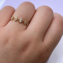 Load image into Gallery viewer, 18k Gold Filled Dainty Ring with Pattern CZ Stones
