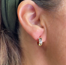 Load image into Gallery viewer, 18k Gold Filled Huggie Earring With Colorful Stoned Hearts