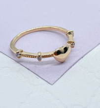 Load image into Gallery viewer, 18k Gold Filled Plain Heart Ring With CZ Stones on Ring Band