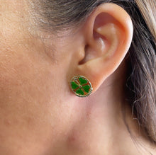 Load image into Gallery viewer, 18k Gold Filled Green 4-Leaf Clover Stud Earring