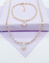 Load image into Gallery viewer, 18k Gold Filled Baguette &Pear Shaped CZ Stone Set