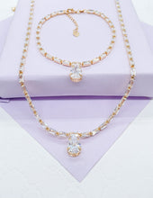 Load image into Gallery viewer, 18k Gold Filled Baguette &Pear Shaped CZ Stone Set