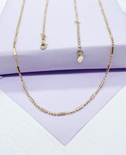 Load image into Gallery viewer, 18k Gold Filled Dainty 3-Bead patterned Dash Dot Chain