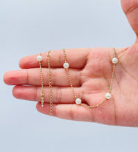 Load image into Gallery viewer, 18k Gold Filled Pearl Set with Shinny Ball Chain Available in Necklace or Bracelet , Gift Her