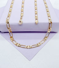 Load image into Gallery viewer, 18k Gold Filled Figaro Mariner Fusion Chain with Stamped Pattern