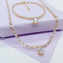 Load image into Gallery viewer, 18k Gold Filled Baguette &Pear Shaped CZ Stone Set