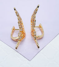 Load image into Gallery viewer, 18k Gold Filled Butterfly Earring With Zirconia Stones