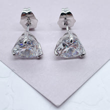 Load image into Gallery viewer, 18k Silver Filled 9mm Heart Shape Cubic Zirconia Stud Earrings For Wholesale