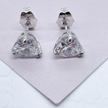 Load image into Gallery viewer, 18k Silver Filled 9mm Heart Shape Cubic Zirconia Stud Earrings