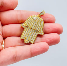 Load image into Gallery viewer, 18k Gold Filled Micro Pavê Zirconia Hamsa Charm Pendant
