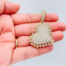 Load image into Gallery viewer, 18k Gold Filled CZ Pave Heart Charm Pendant: 57mm