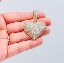 Load image into Gallery viewer, 18k Gold Filled CZ Pave Large Puffy Heart Charm Pendant