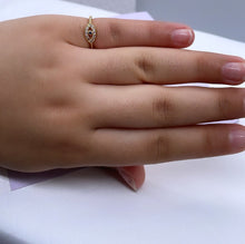 Load image into Gallery viewer, 18k Gold Filled Pave Evil Eye Ring With Blue Stone Center