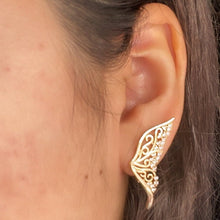 Load image into Gallery viewer, 18k Gold Filled Butterfly Earring With Zirconia Stones
