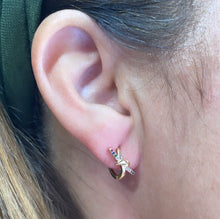 Load image into Gallery viewer, 18k Gold Filled Thin & Colorful Knot Huggie Earring