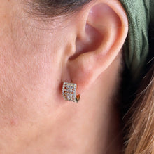 Load image into Gallery viewer, 18k Gold Filled Chubby Huggies With Rowed Pave Stones