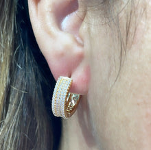 Load image into Gallery viewer, 18k Gold Filled Large White Pave Huggie Earrings