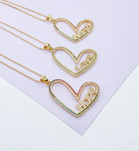 Load image into Gallery viewer, 18k Gold Filled Colorful Heart Necklaces With Love, Hope and Happy