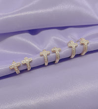 Load image into Gallery viewer, 18k Gold Filled Trio Cross Huggie Earrings