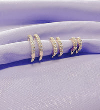 Load image into Gallery viewer, 18k Gold Filled Set of 3 Simple CZ stone Huggie Earrings