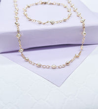 Load image into Gallery viewer, 18k Gold Filled Diamond Shaped Gold Guard With Small Round Pearl Set