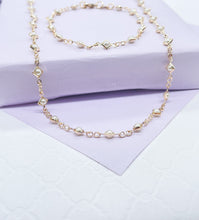 Load image into Gallery viewer, 18k Gold Filled Diamond Shaped Gold Guard With Small Round Pearl Set