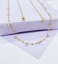 Load image into Gallery viewer, 18k Gold Filled Sophisticated Satellite Choker With Dangling CZ Stones