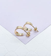 Load image into Gallery viewer, 18k Gold Filled Smooth C-Shaped Dainty Plain Hoop Earrings
