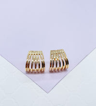 Load image into Gallery viewer, 18k Gold Filled Open Smooth Multi-Rowed Hoop Earrings